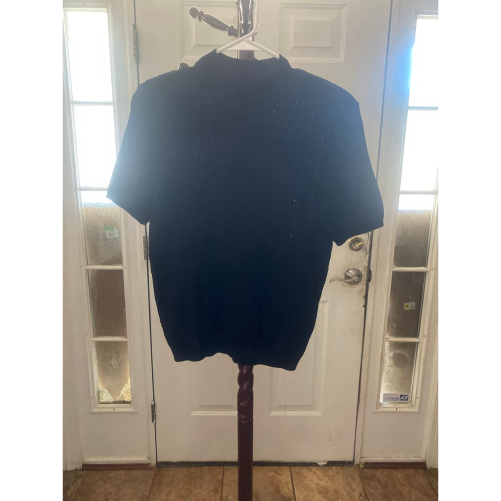 Alfred Dunner Black Short Sleeve beaded sweater